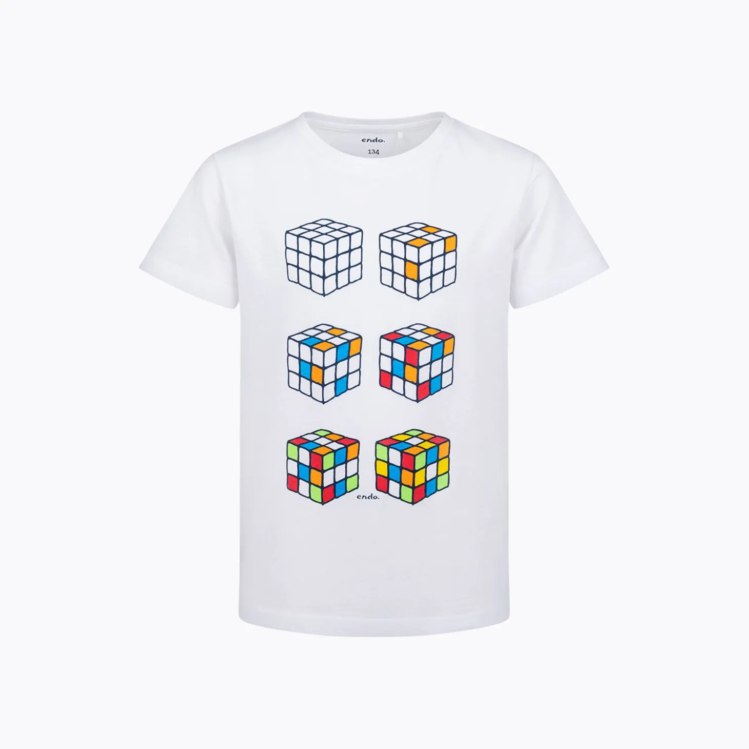 T-shirt z krótkim rękawem dla chłopca, z kostkami Rubika, biały 9-13 lat