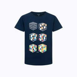 T-shirt z krótkim rękawem dla chłopca, z kostkami Rubika, granatowy 9-13 lat