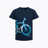 T-shirt z krótkim rękawem dla chłopca, z motywem rowerowym, granatowy 3-8 lat