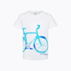 T-shirt z krótkim rękawem dla chłopca 9-13 lat, biały "niebieski rower"