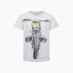 T-shirt z krótkim rękawem dla chłopca, z motocyklem, szary 9-13 lat