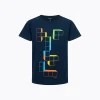 T-shirt z krótkim rękawem dla chłopca, z motywem Tetris, granatowy 9-13 lat
