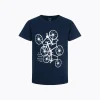 T-shirt z krótkim rękawem dla chłopca, z motywem rowerowym, granatowy 9-13 lat