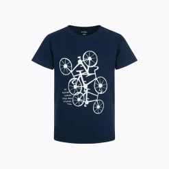 T-shirt z krótkim rękawem dla chłopca, z motywem rowerowym, granatowy 9-13 lat