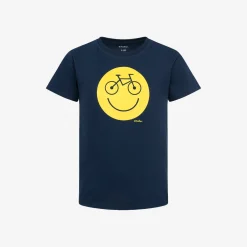 T-shirt z krótkim rękawem dla chłopca, z emotikonem, granatowy 3-8 lat