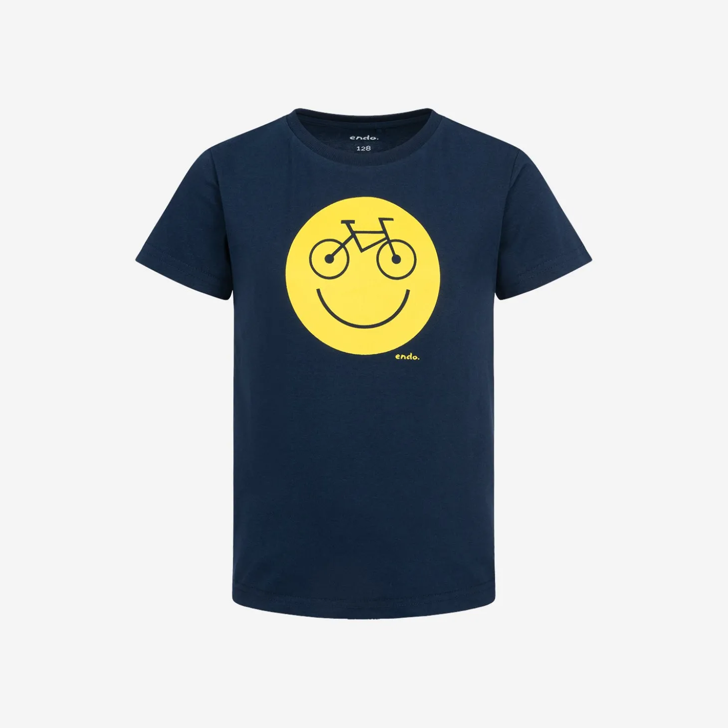 T-shirt z krótkim rękawem dla chłopca, z emotikonem, granatowy 3-8 lat