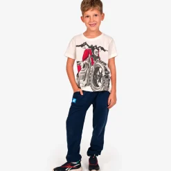 T-shirt z krótkim rękawem dla chłopca, z motocyklem, biały 9-13 lat