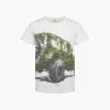 T-shirt z krótkim rękawem dla chłopca, z autem terenowym, biały 9-13 lat