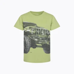 T-shirt z krótkim rękawem dla chłopca 9-13 lat, jasnozielony "terenówka"