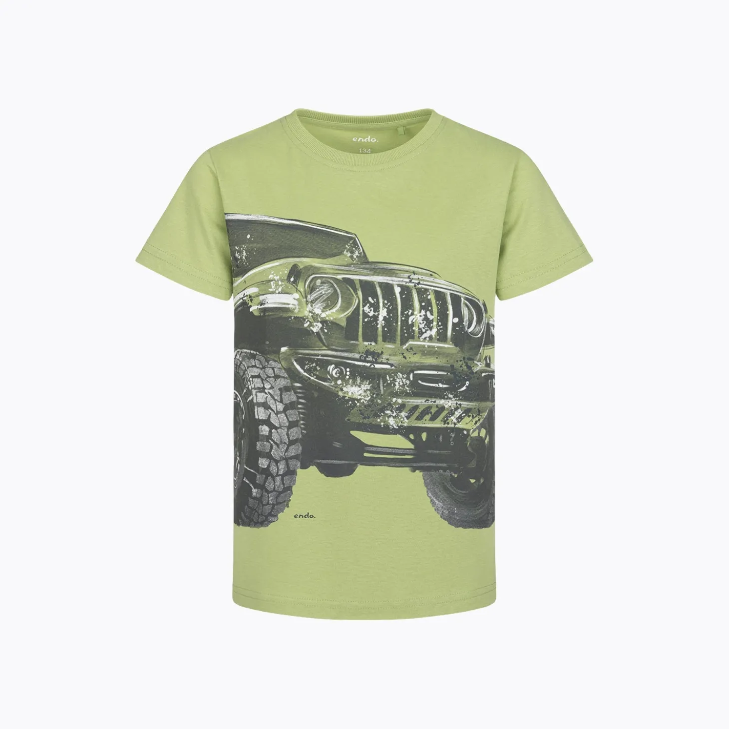 T-shirt z krótkim rękawem dla chłopca 9-13 lat, jasnozielony "terenówka"