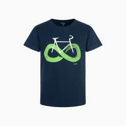 T-shirt z krótkim rękawem dla chłopca, z motywem rowerowym, granatowy 9-13 lat