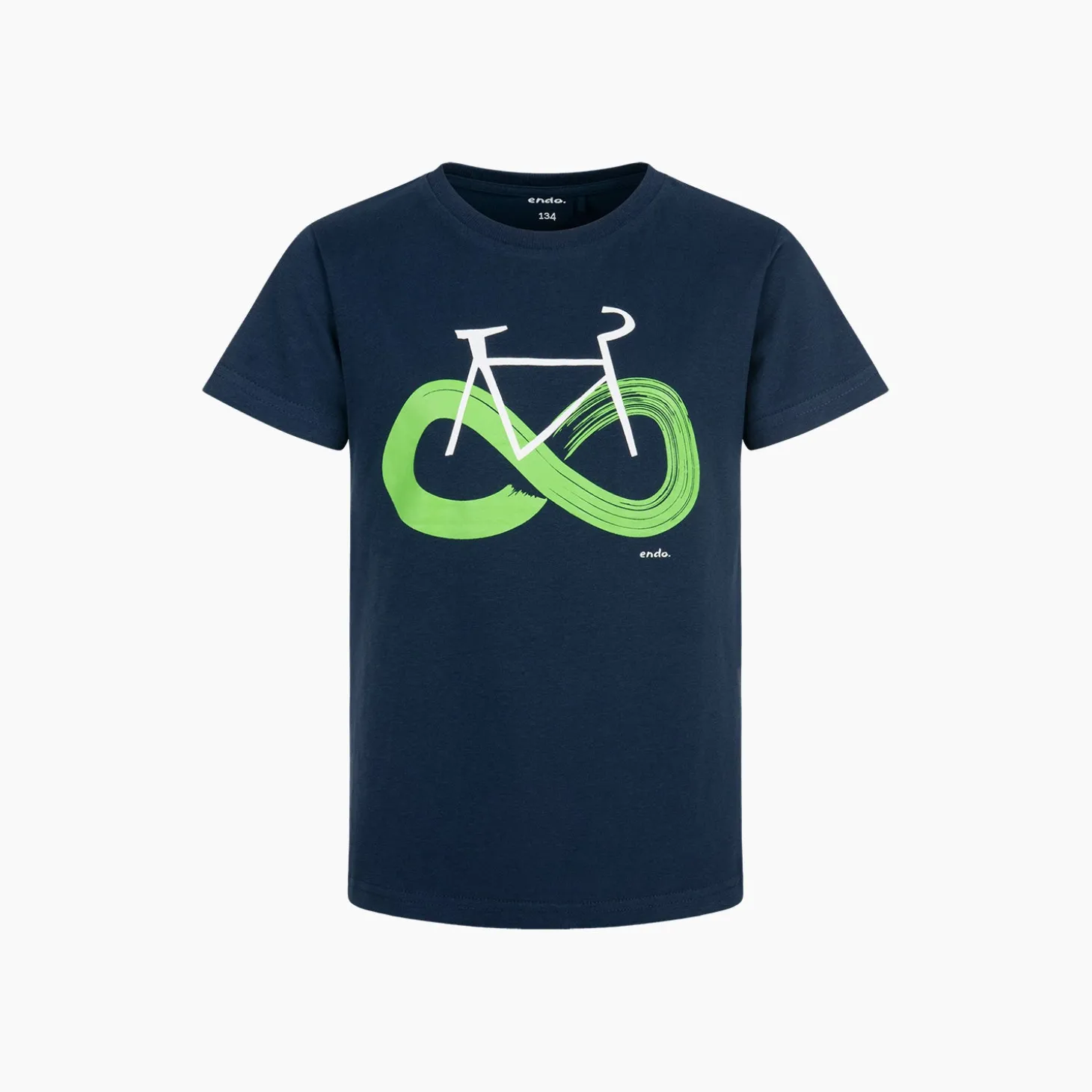 T-shirt z krótkim rękawem dla chłopca, z motywem rowerowym, granatowy 9-13 lat