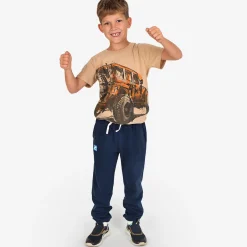T-shirt z krótkim rękawem dla chłopca, z autem offroad, beżowy 9-13 lat