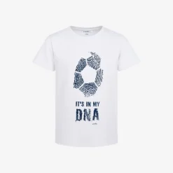 T-shirt z krótkim rękawem dla chłopca, z motywem piłkarskim 9-13 lat, Biały