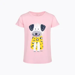 T-shirt z krótkim rękawem dla dziewczynki, z psem, różowa 3-8 lat