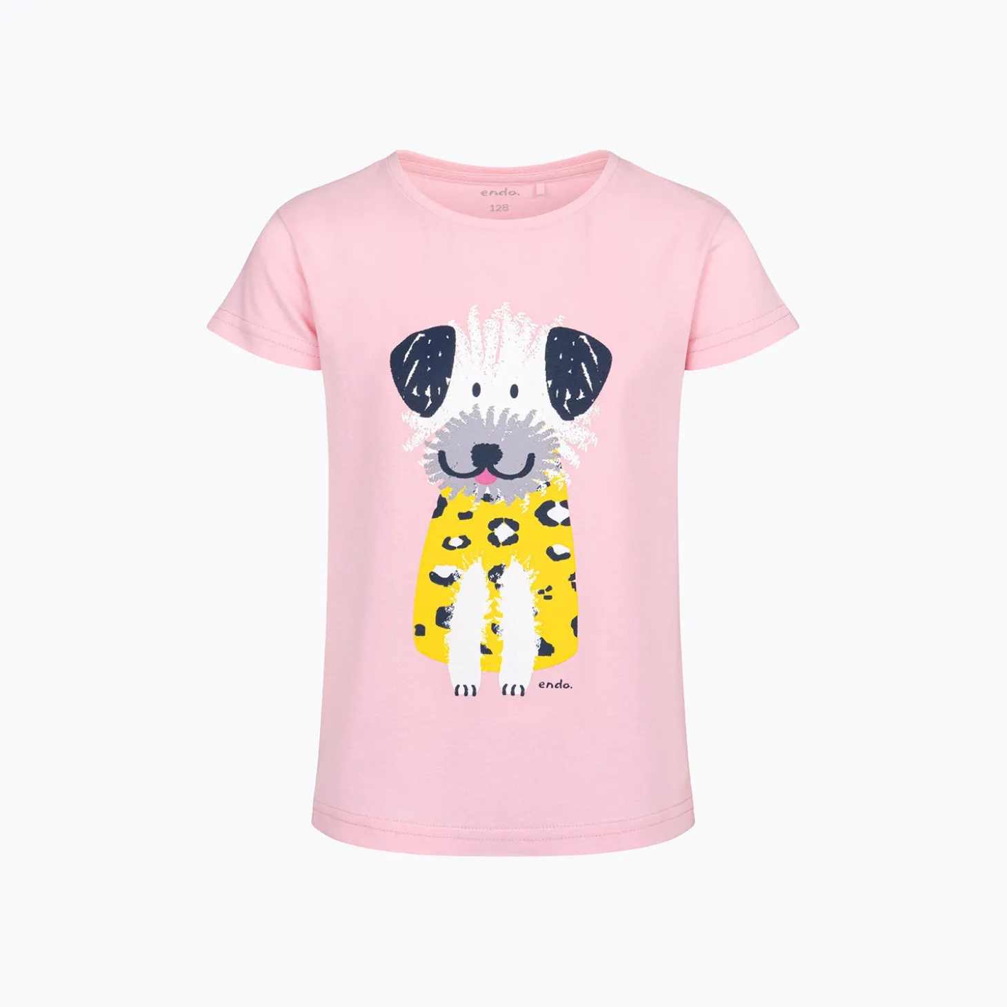 T-shirt z krótkim rękawem dla dziewczynki, z psem, różowa 3-8 lat
