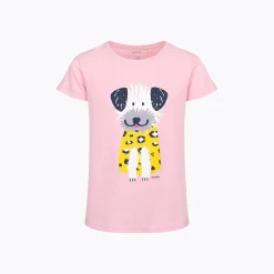 T-shirt z krótkim rękawem dla dziewczynki, z psem, różowa 9-13 lat