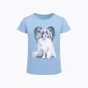 T-shirt z krótkim rękawem dla dziewczynki, z psem, niebieski 3-8 lat