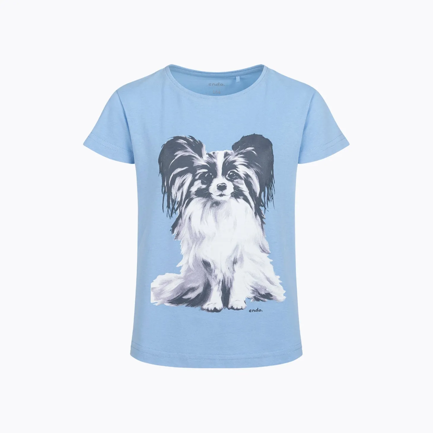 T-shirt z krótkim rękawem dla dziewczynki, z pieskiem, niebieski 9-13 lat