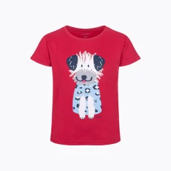T-shirt z krótkim rękawem dla dziewczynki, z pieskiem, różowy 3-8 lat