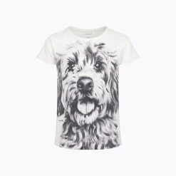 T-shirt z krótkim rękawem dla dziewczynki, z psem, różowa 9-13 lat