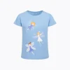 T-shirt z krótkim rękawem dla dziewczynki, z wróżkami, niebieski 3-8 lat
