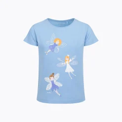 T-shirt z krótkim rękawem dla dziewczynki, z wróżkami, niebieski 3-8 lat