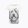 T-shirt z krótkim rękawem dla dziewczynki, z psem, biała 3-8 lat