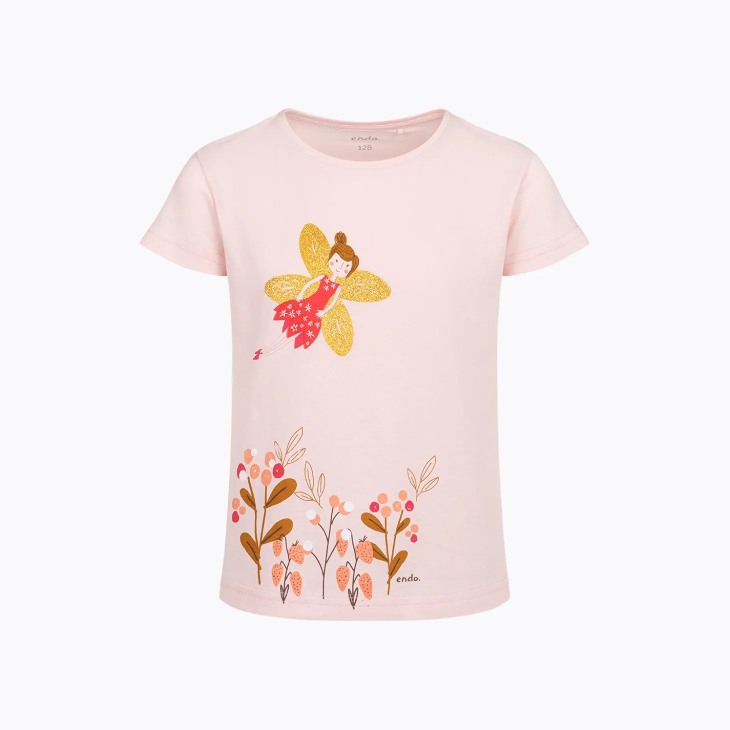 T-shirt z krótkim rękawem dla dziewczynki, z wróżką, różowy 3-8 lat