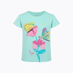 T-shirt z krótkim rękawem dla dziewczynki, z motywem kwiatowym, zielony 9-13 lat
