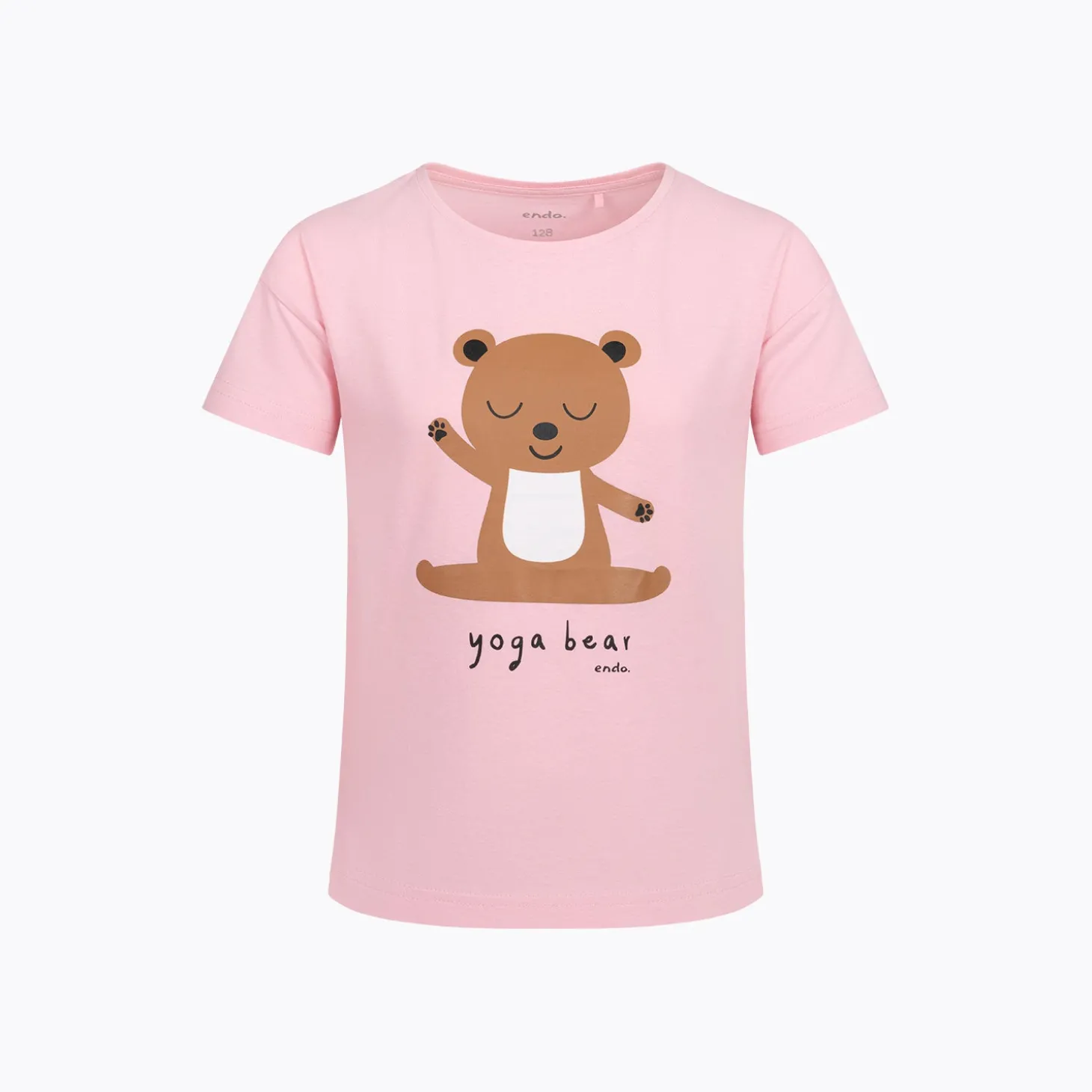 T-shirt z krótkim rękawem dla dziewczynki, z misiem, różowy 3-8 lat