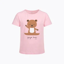 T-shirt z krótkim rękawem dla dziewczynki, z misiem, różowa 9-13 lat