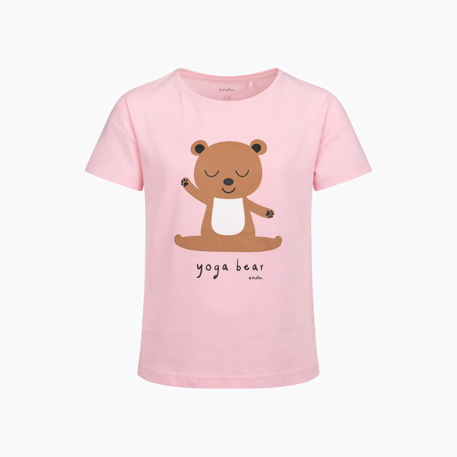T-shirt z krótkim rękawem dla dziewczynki, z misiem, różowa 9-13 lat