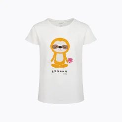 T-shirt z krótkim rękawem dla dziewczynki, z motywem yogi, biała 9-13 lat