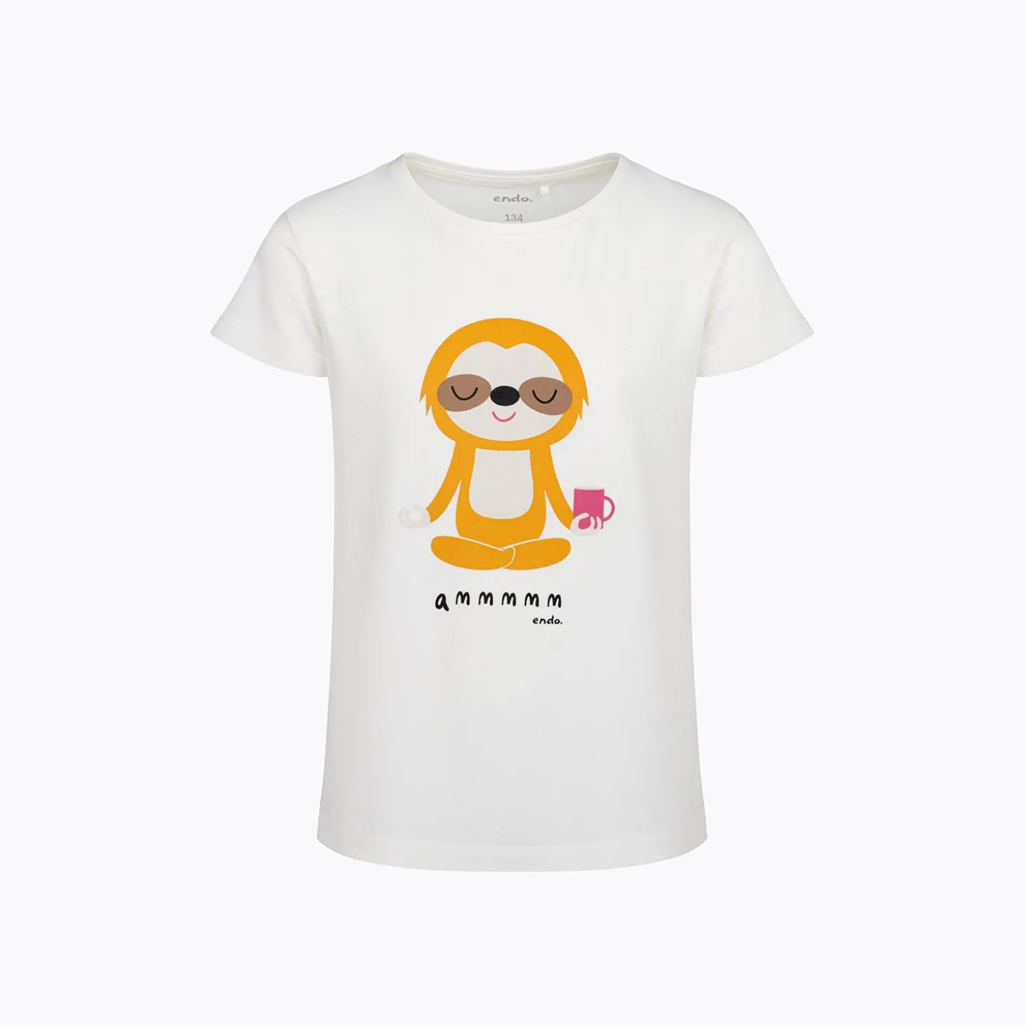 T-shirt z krótkim rękawem dla dziewczynki, z motywem yogi, biała 9-13 lat