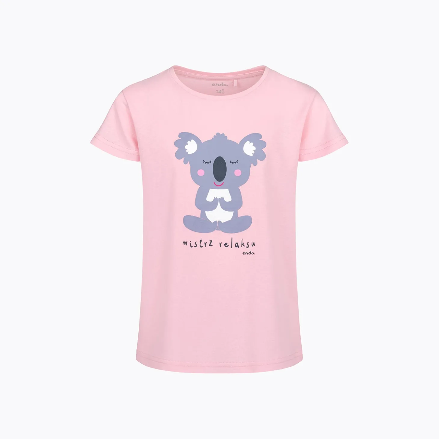 T-shirt z krótkim rękawem dla dziewczynki z motywem yogi, różowa 9-13 lat