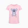 T-shirt z krótkim rękawem dla dziewczynki, z misiem koala, różowa 3-8 lat