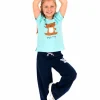 T-shirt z krótkim rękawem dla dziewczynki, z motywem yogi, niebieska 3-8 lat