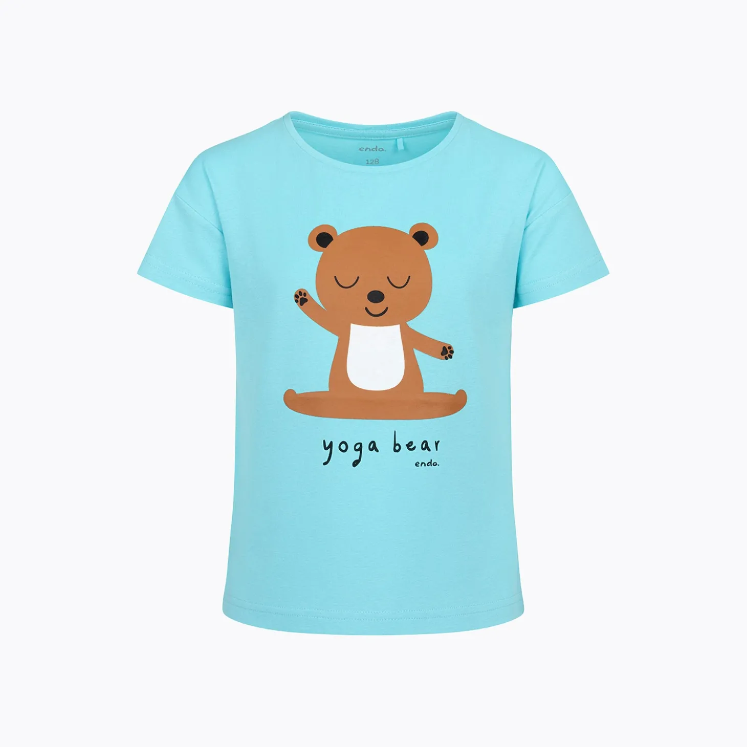 T-shirt z krótkim rękawem dla dziewczynki, z motywem yogi, niebieska 3-8 lat