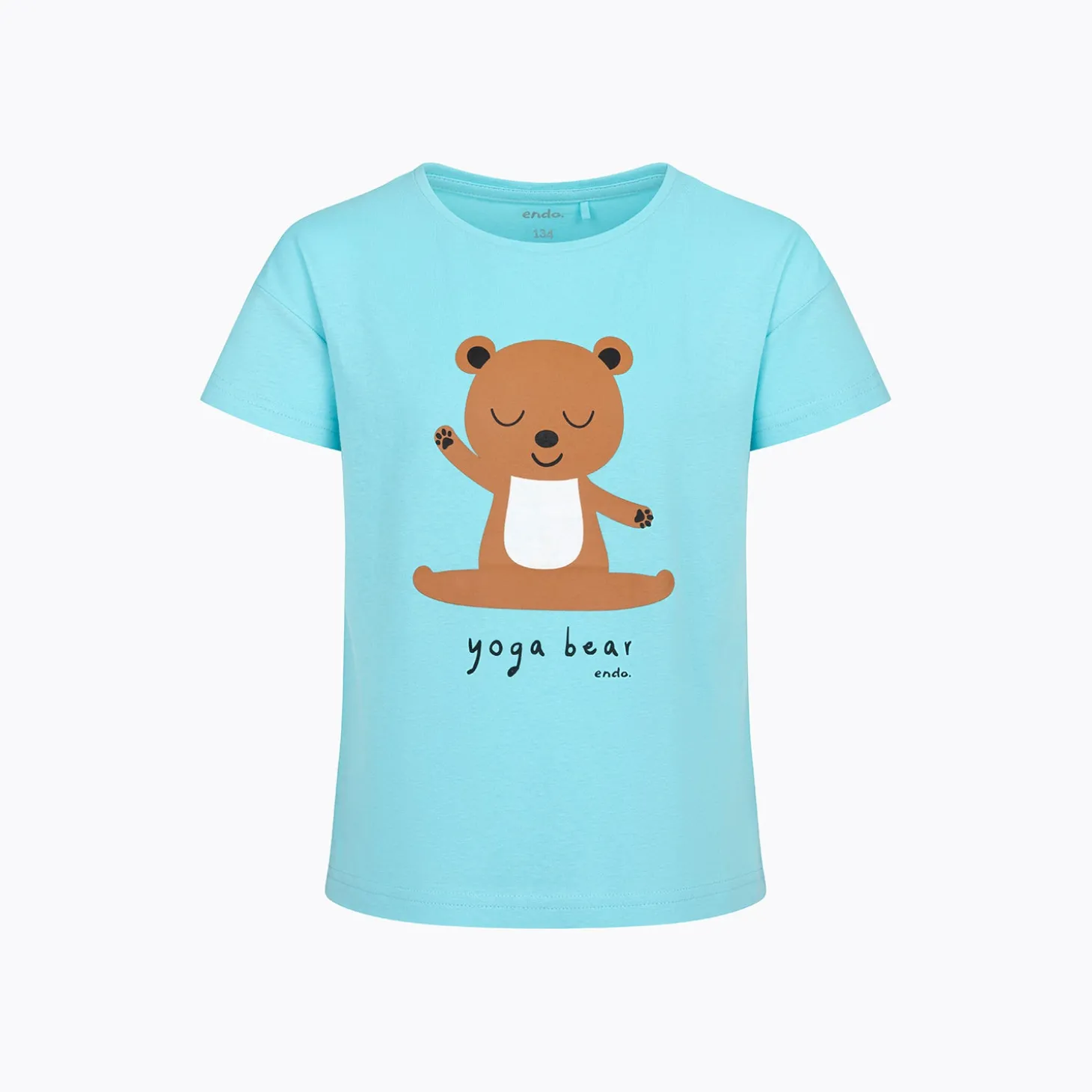 T-shirt z krótkim rękawem dla dziewczynki, z motywem yogi, niebieska 9-13 lat