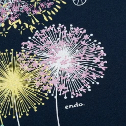 T-shirt z krótkim rękawem dla dziewczynki 9-13 lat, granatowy z dmuchawcem