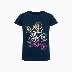 T-shirt z krótkim rękawem dla dziewczynki 9-13 lat, granatowy "kręci mnie kręcenie"