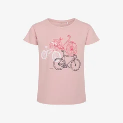 T-shirt z krótkim rękawem dla dziewczynki, z motywem rowerowym, różowy 9-13 lat