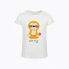 T-shirt z krótkim rękawem dla dziewczynki, z motywem yogi, biała 3-8 lat