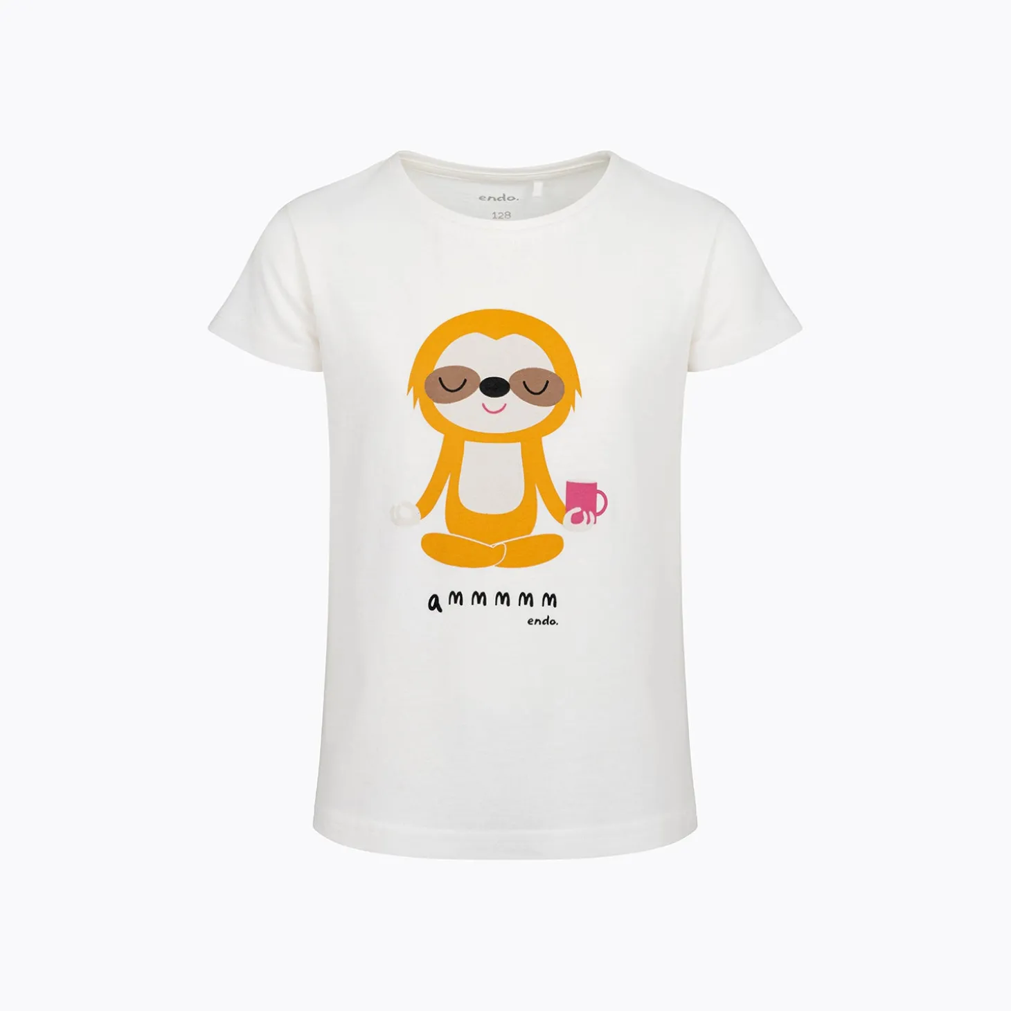 T-shirt z krótkim rękawem dla dziewczynki, z motywem yogi, biała 3-8 lat