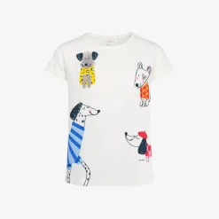 T-shirt z krótkim rękawem dla dziewczynki, z pieskami, biały 9-13 lat