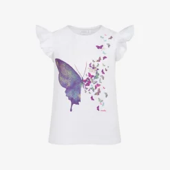 T-shirt z krótkim rękawem dla dziewczynki, z motylem 3-8 lat