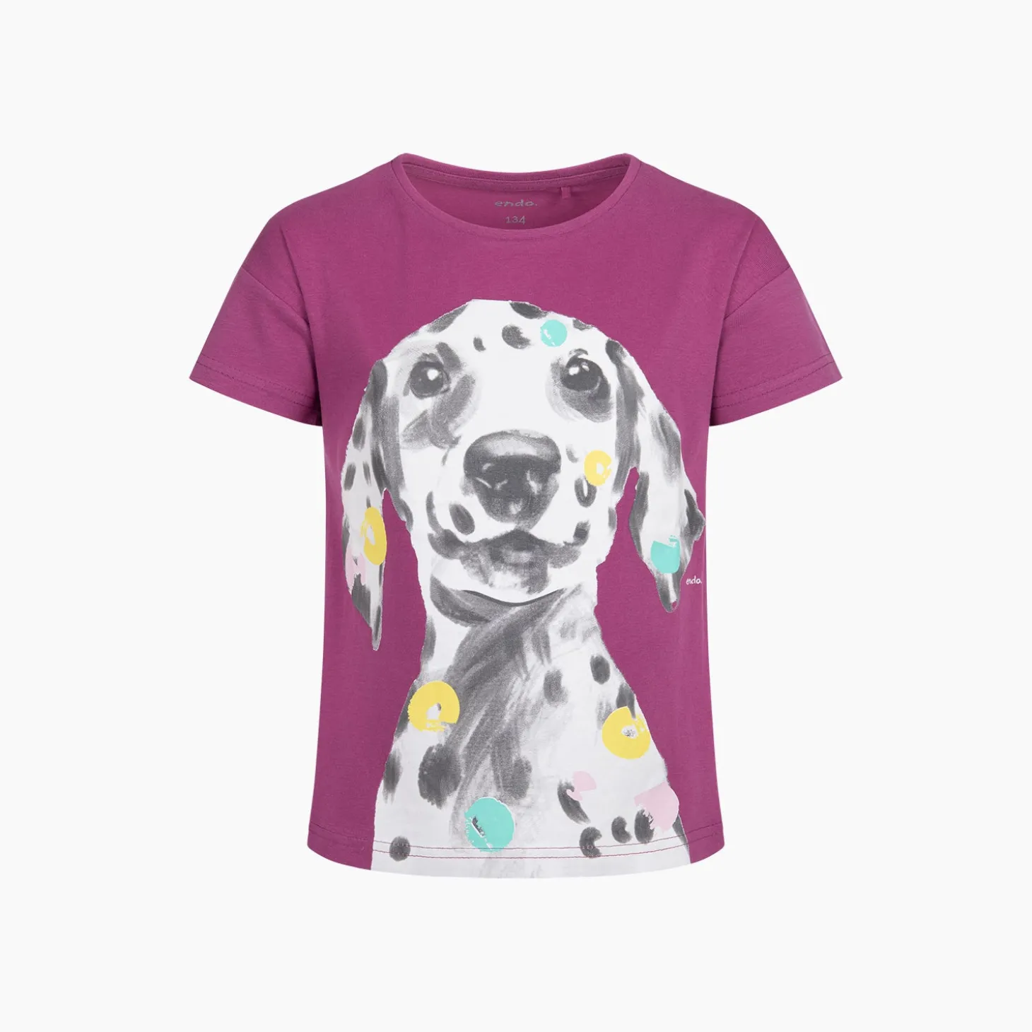 T-shirt z krótkim rękawem, z dalmatyńczykiem, różowy 9-13 lat