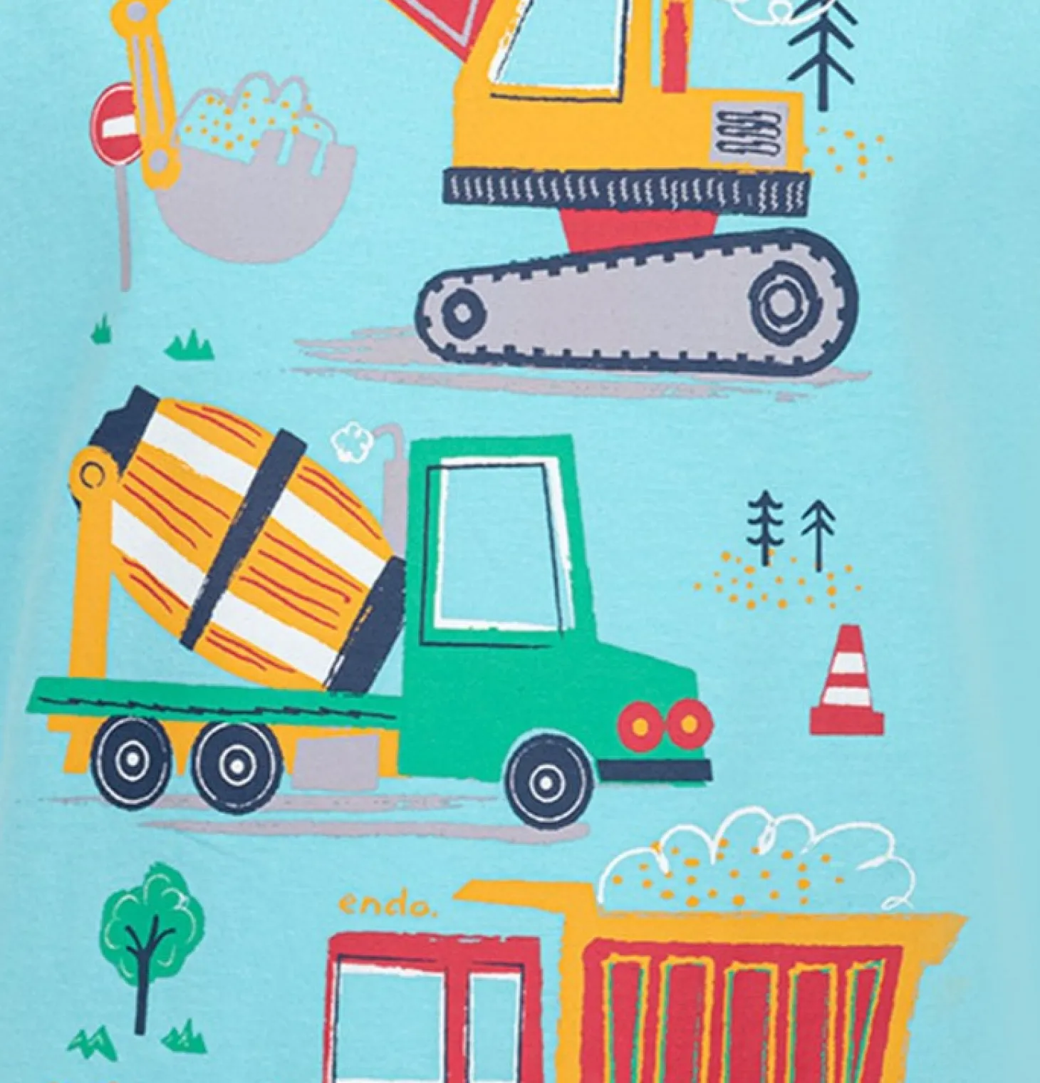T-shirt z krótkim rękawem, z pojazdami budowlanymi, niebieski 2-8 lat
