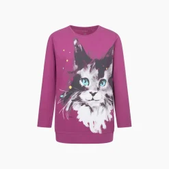 Tunika z długim rękawem dla dziewczynki, z kotem, różowa 3-8 lat